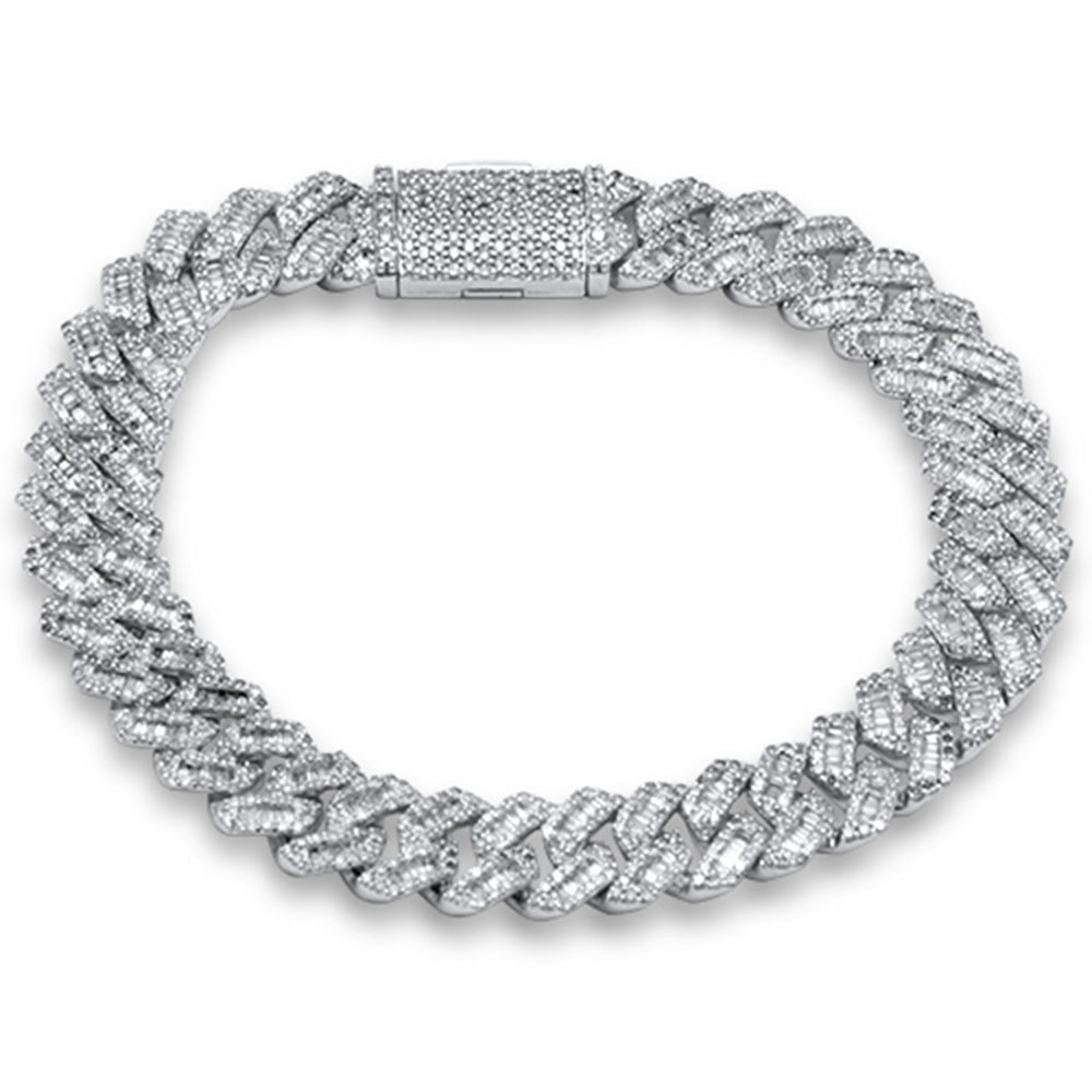 Muse Jewelry 4.62ct G SI 14K White Gold Round & Baguette Diamond Cuban Bracelet