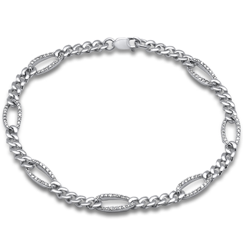 Muse Jewelry .49ct G SI 14K White Gold Diamond Figaro Bracelet