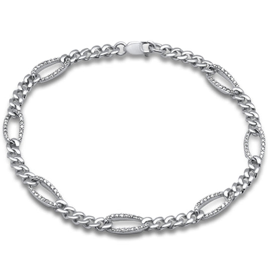 Muse Jewelry .49ct G SI 14K White Gold Diamond Figaro Bracelet