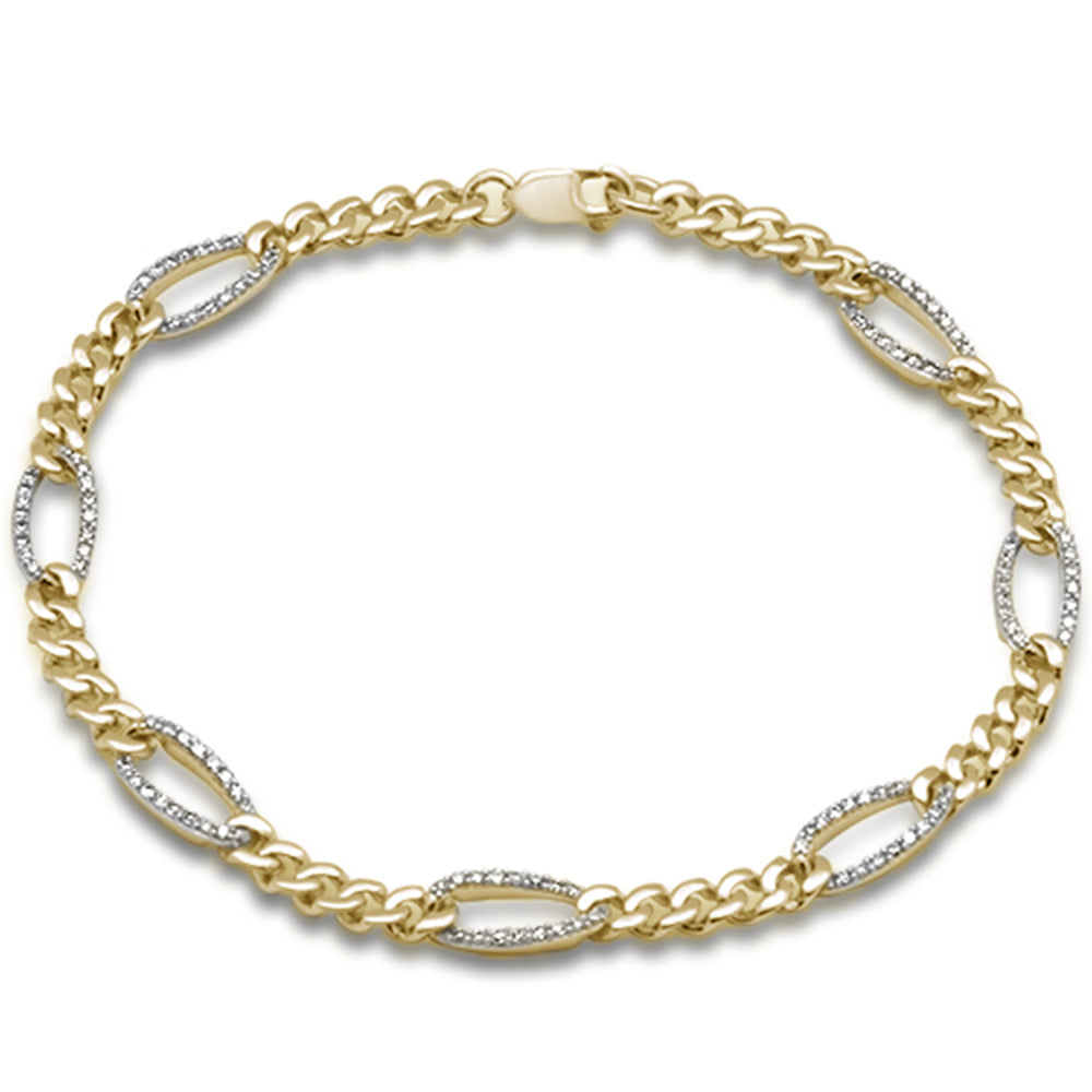 Muse Jewelry .50ct G SI 14K Yellow Gold Diamond Figaro Bracelet 7" Long