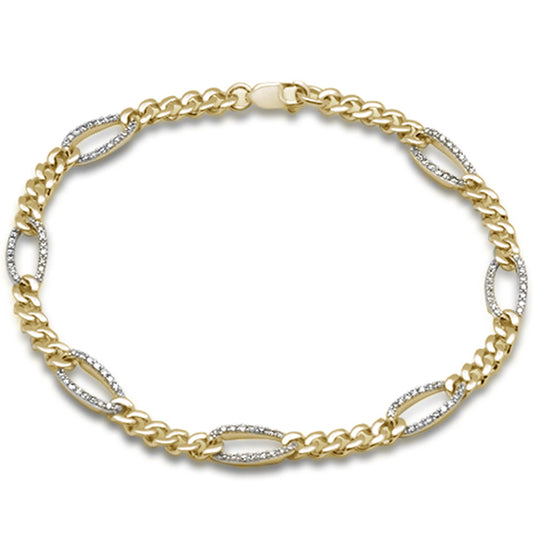 Muse Jewelry .50ct G SI 14K Yellow Gold Diamond Figaro Bracelet 7" Long