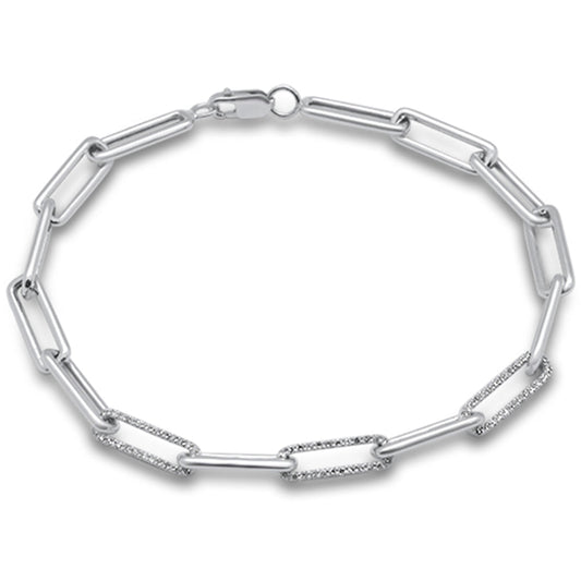 Muse Jewelry .64ct G SI 14K White Gold Diamond Paperclip Bracelet 7.25" Long