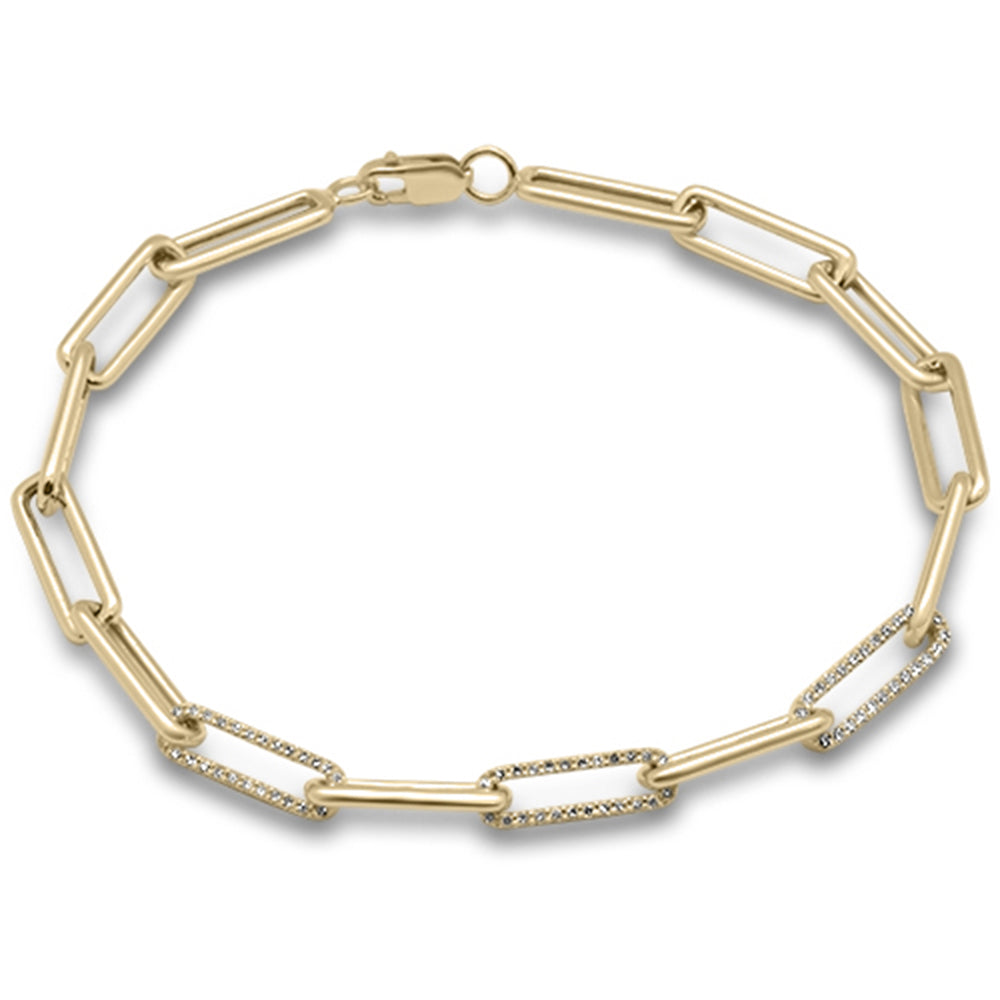 Muse Jewelry .33ct G SI 14K Yellow Gold Diamond Paperclip Bracelet 7" Long