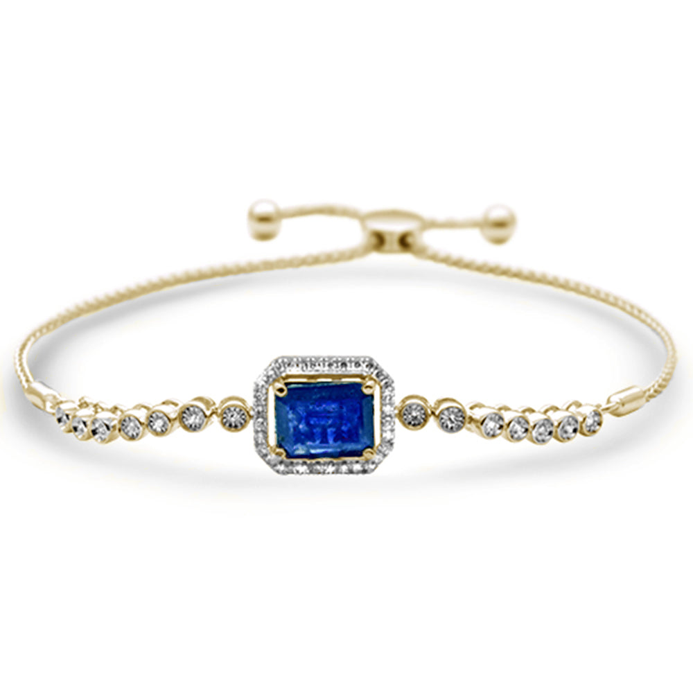 Muse Jewelry 2.45ct G SI 14K Yellow Gold Adjustable Diamond & Blue Sapphire Bola Bracelet