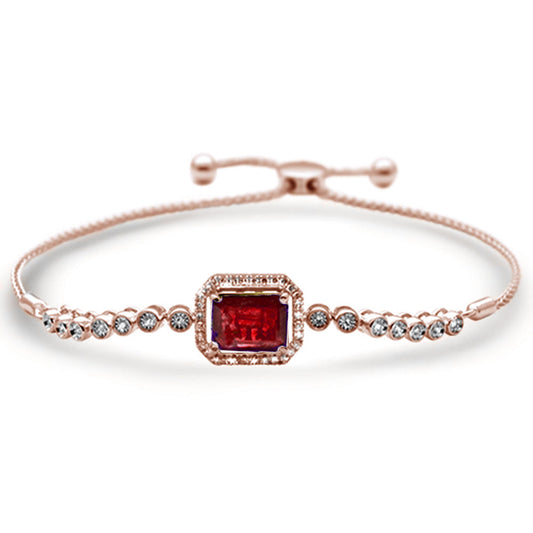 Muse Jewelry 3.04ct G SI 14K Rose Gold Diamond & Ruby Adjustable Gemstone Bola Bracelet