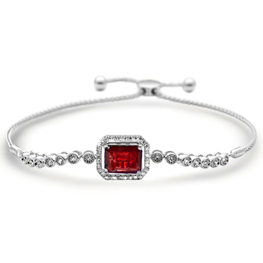 Muse Jewelry 3.75ct G SI 14K White Gold Diamond & Ruby Adjustable Gemstone Bola Bracelet