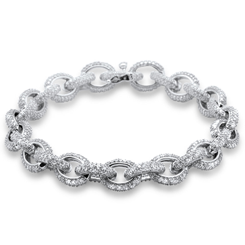 Muse Jewelry 15.10ct G SI 14K White Gold Round Diamond Oval Link Bracelet 8.5"