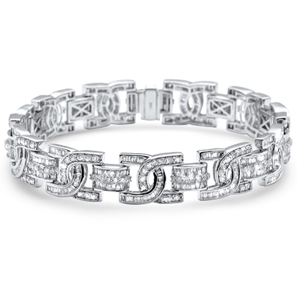 Muse Jewelry 8.88ct G SI 14K White Gold Round & Baguette Diamond Iced Out Men's Bracelet 8.5" Long
