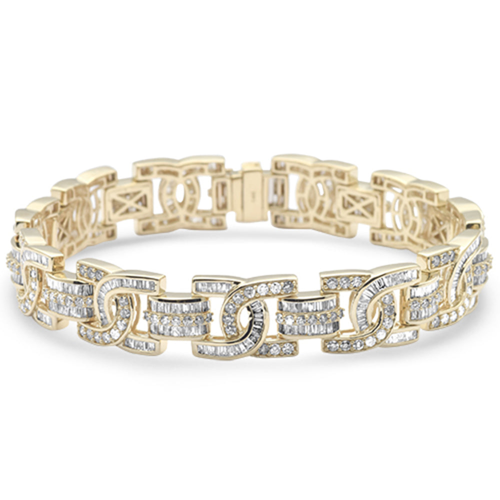 Muse Jewelry 8.50ct G SI 14K Yellow Gold Round & Baguette Diamond Iced Out Men's Bracelet 8.5" Long