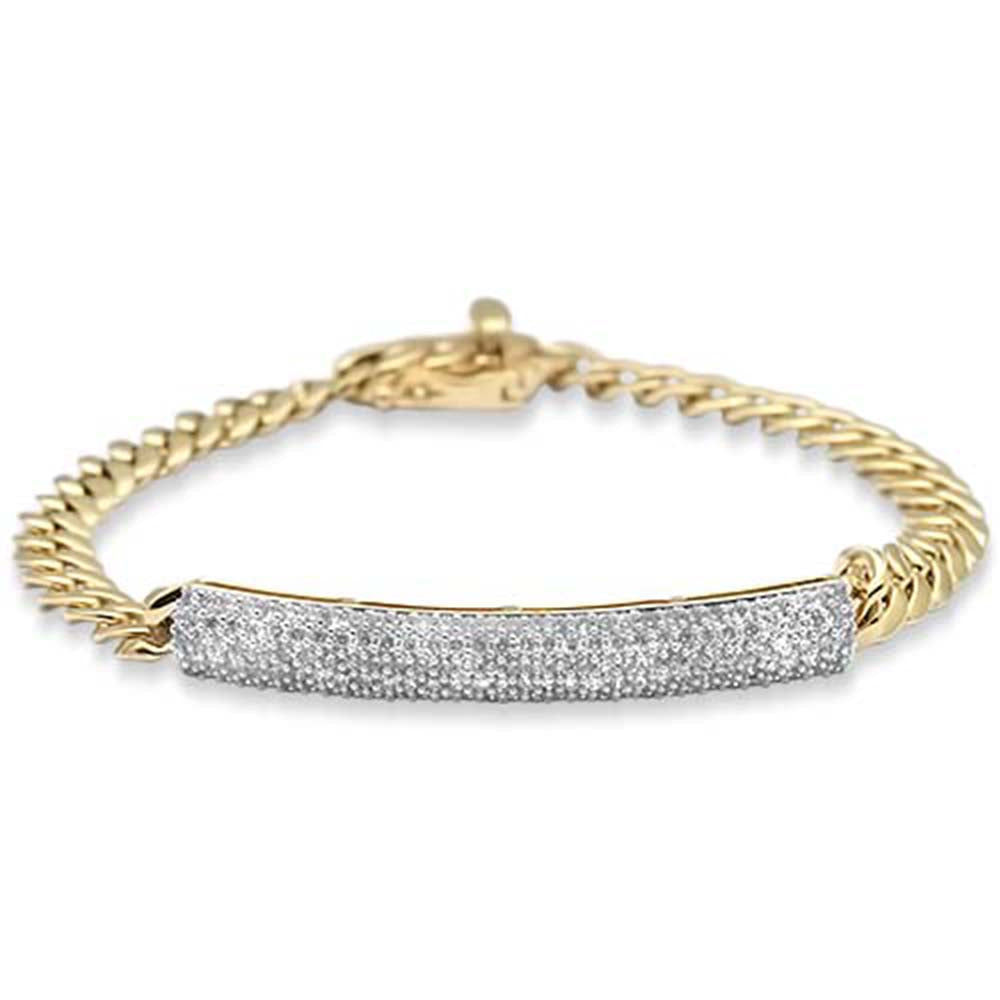 Muse Jewelry 1.45ct G SI 14K Yellow Gold Uni-Sex Diamond Cuban Bracelet 7" Long