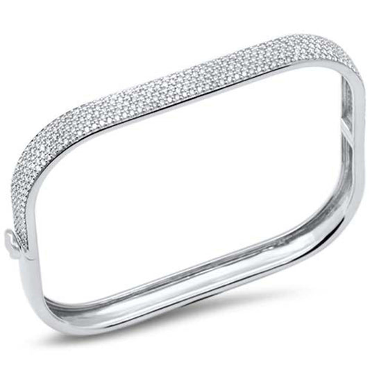 Muse Jewelry 2.50ct G SI 14K White Gold Round Diamond Square Bangle Bracelet Size 6.75"