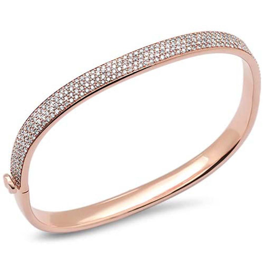 Muse Jewelry 2.00ct G SI 14K Rose Gold Diamond Square Bangle Bracelet 6.75"