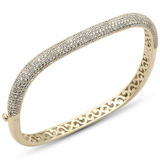 Muse Jewelry 3.48ct G SI 14K Yellow Gold Diamond Pave Square Bangle Bracelet 6.75"