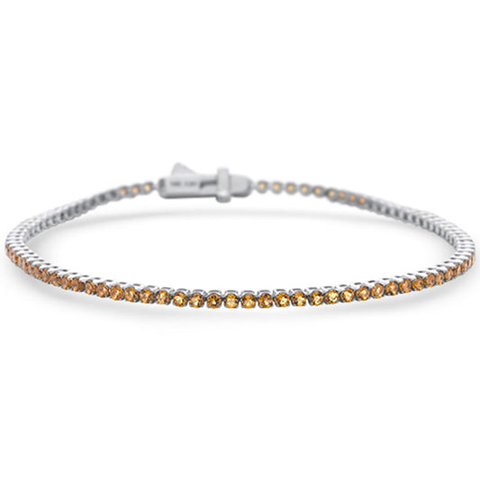 Muse Jewelry 1.89ct G SI 14K White Gold Natural Citrine Gemstone Tennis Bracelet 7" Long