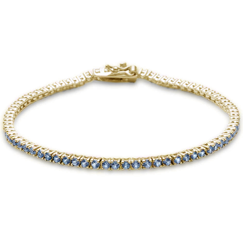 Muse Jewelry 1.79ct 14K Yellow Gold Natural Aquamarine Gemstone Tennis Bracelet 7"