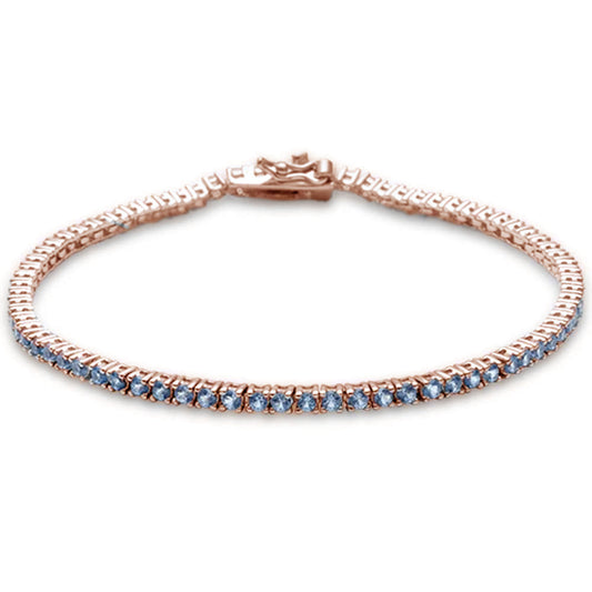 Muse Jewelry 1.88ct 14K Rose Gold Natural Aquamarine Gemstone Tennis Bracelet 7"