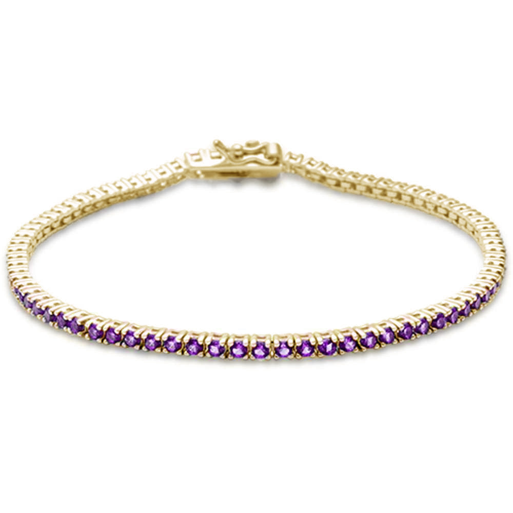 Muse Jewelry 1.93ct 14K Yellow Gold Natural Amethyst Gemstone Tennis Bracelet 7"