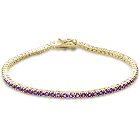 Muse Jewelry 1.93ct 14K Yellow Gold Natural Amethyst Gemstone Tennis Bracelet 7"