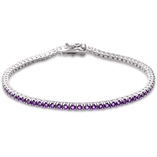 Muse Jewelry 2.00ct 14K White Gold Natural Amethyst Gemstone Tennis Bracelet 7"