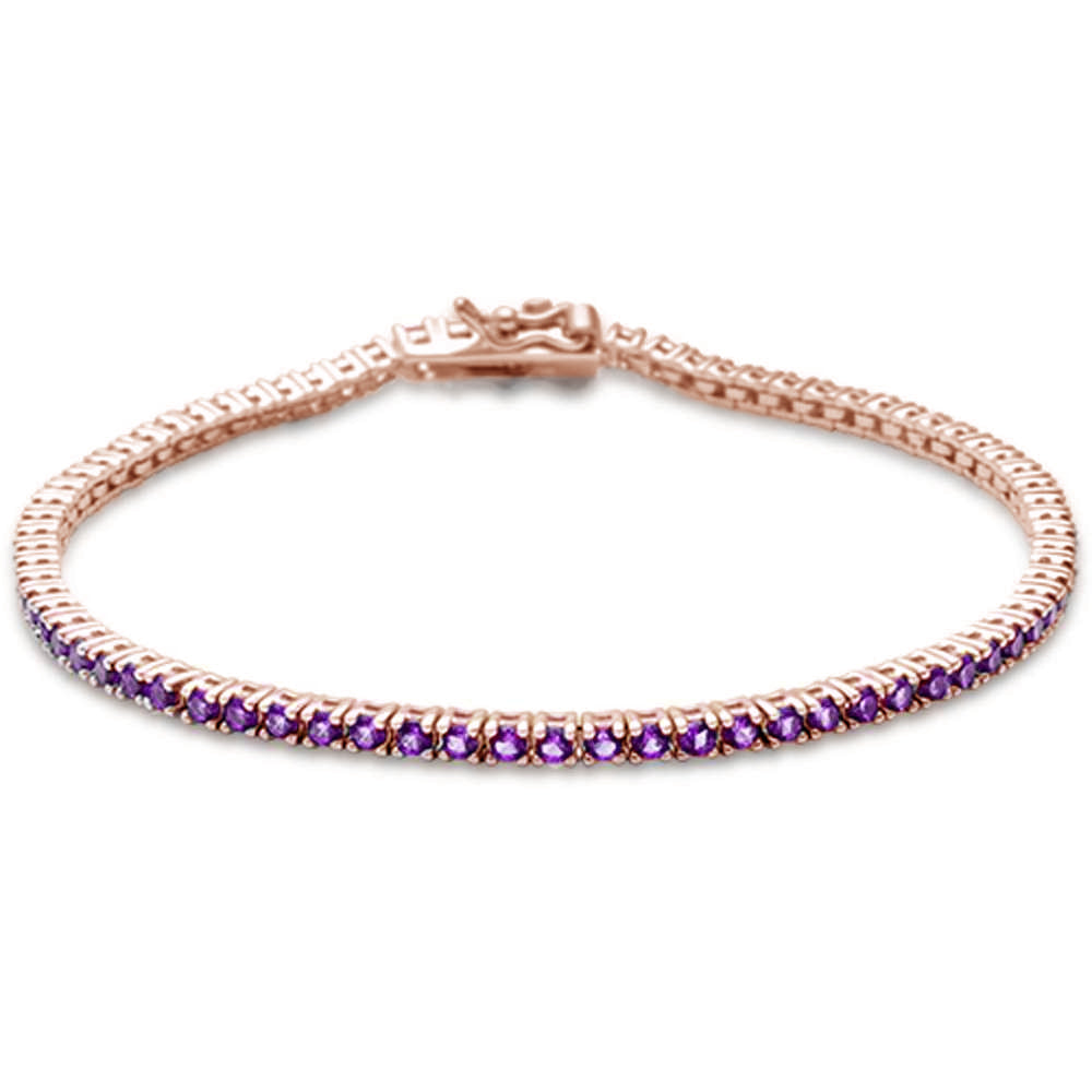 Muse Jewelry 1.98ct 14K Rose Gold Natural Amethyst Gemstone Tennis Bracelet 7"