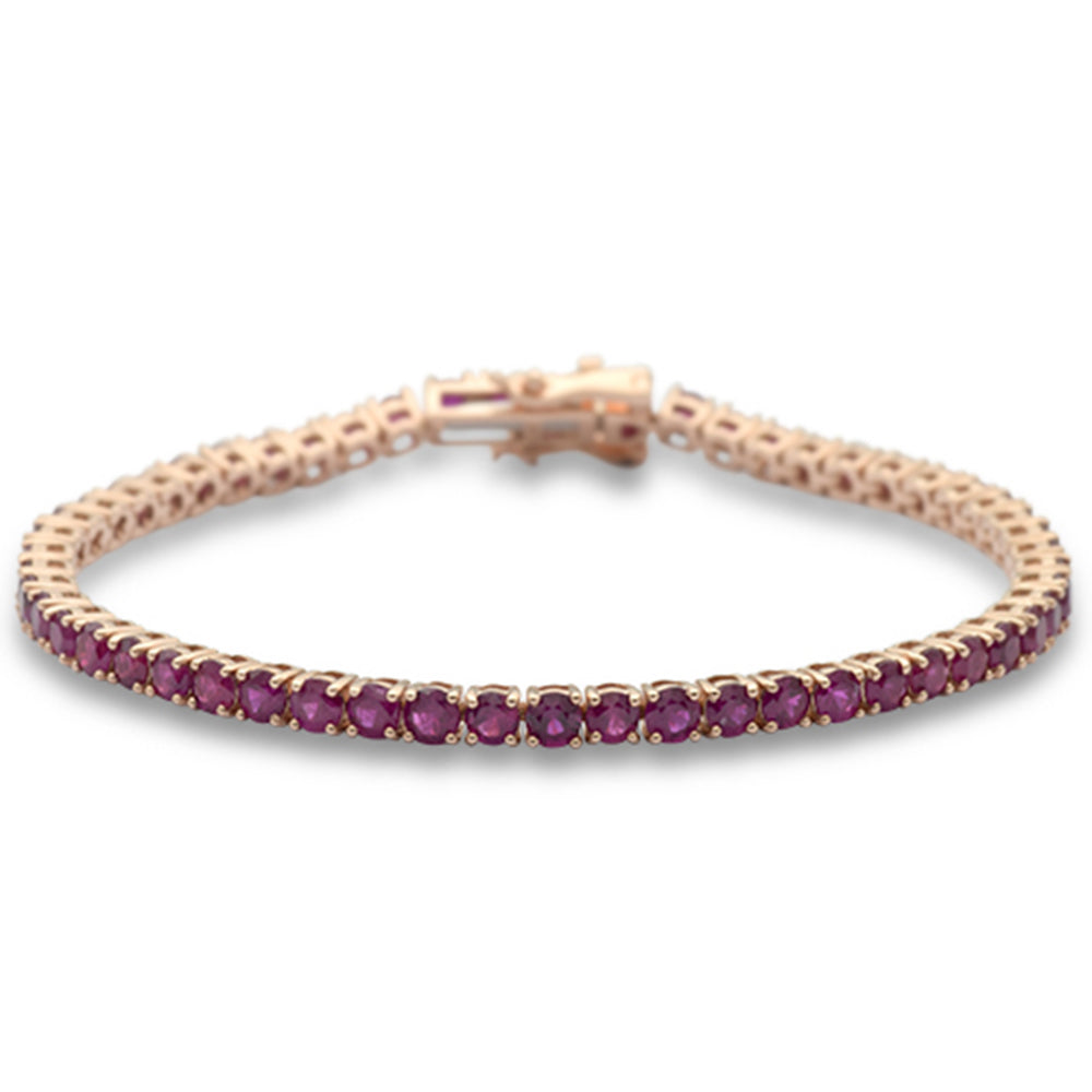 Muse Jewelry 7.17ct 14K Rose Gold Natural Ruby Tennis Bracelet 7" Long