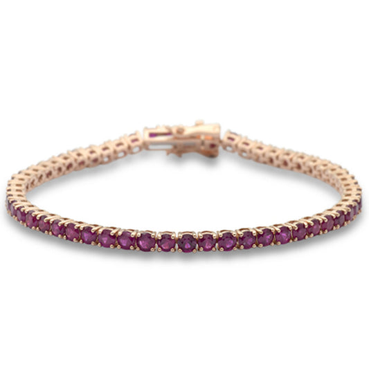 Muse Jewelry 7.17ct 14K Rose Gold Natural Ruby Tennis Bracelet 7" Long