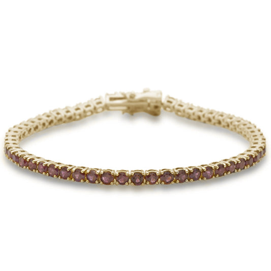 Muse Jewelry 6.53ct 14K Yellow Gold Natural Ruby Tennis Bracelet 7" Long