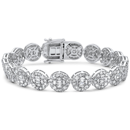 Muse Jewelry 12.09ct G SI 14K White Gold Round & Baguette Diamond Bracelet