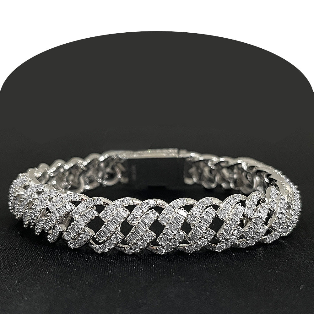 Muse Jewelry 9.47ct G SI 14K White Gold Round & Baguette Diamond Bracelet