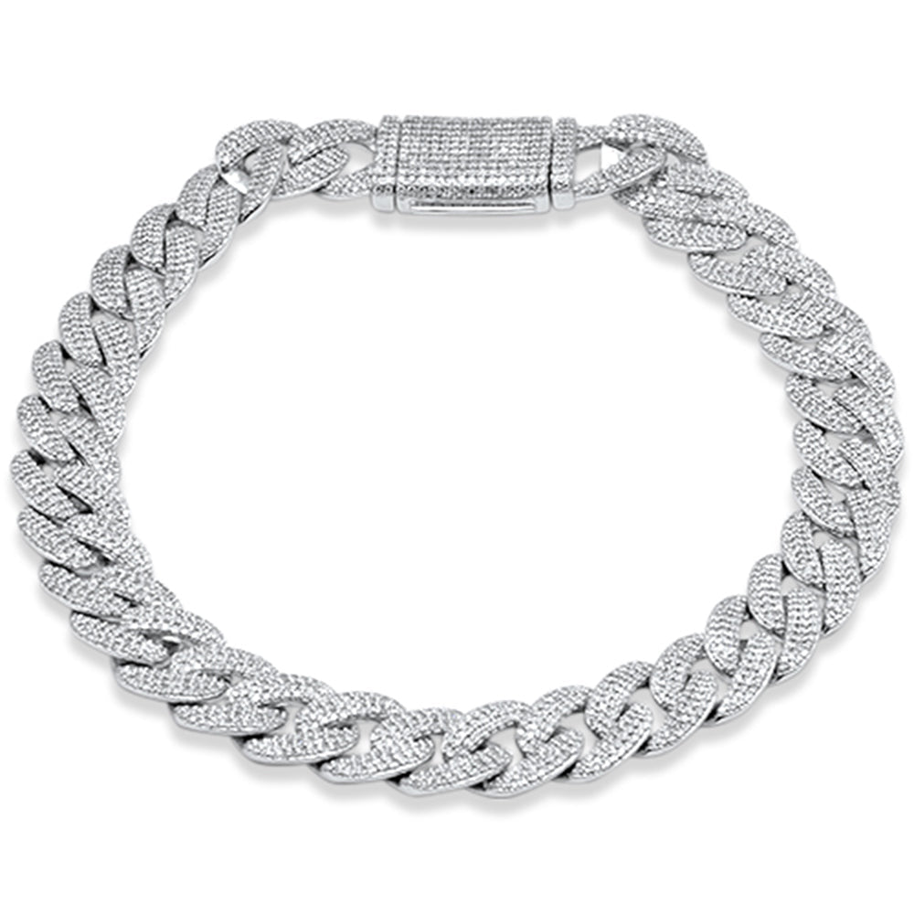 Muse Jewelry 9MM 3.37ct G SI 14K White Gold Diamond Cuban Bracelet 8" Long