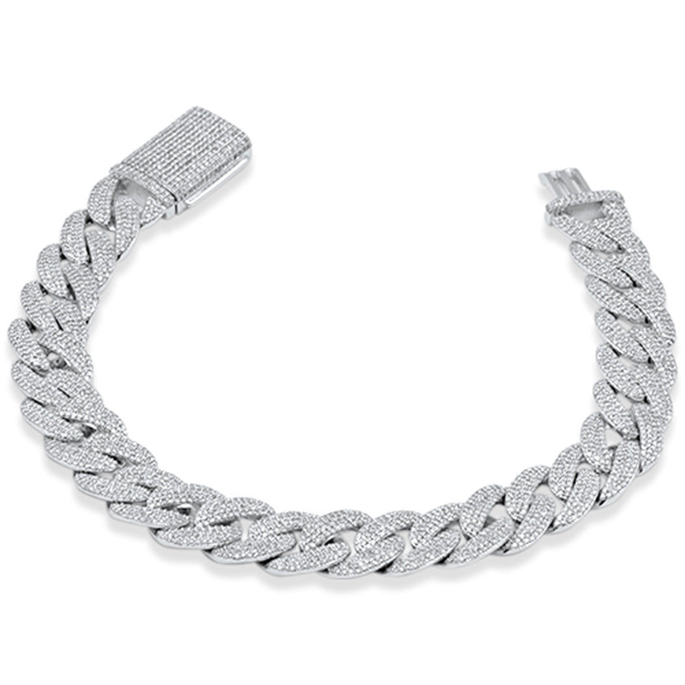 Muse Jewelry 11MM 4.30ct G SI 14K White Gold Diamond Cuban Bracelet 8" Long