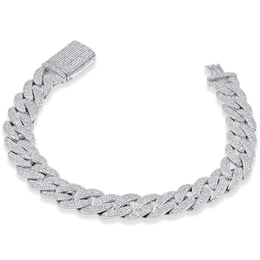 Muse Jewelry 11MM 4.30ct G SI 14K White Gold Diamond Cuban Bracelet 8" Long