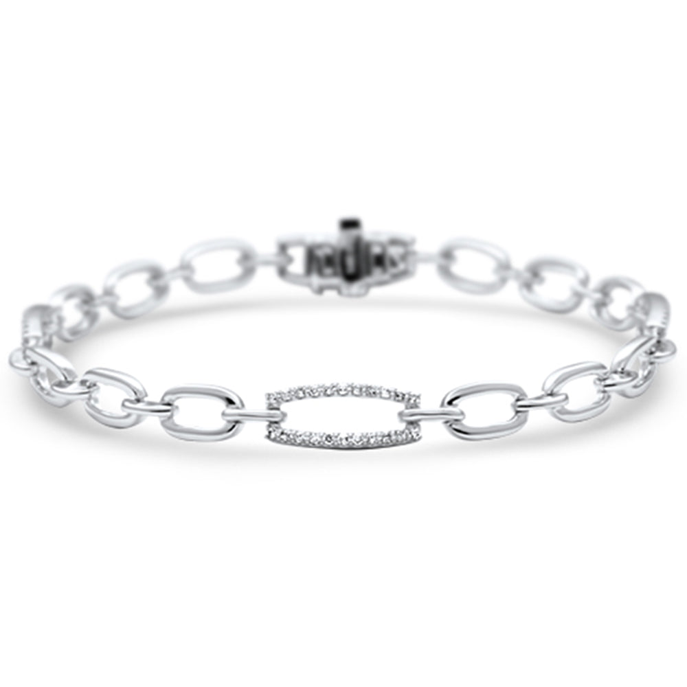 Muse Jewelry .39ct G SI 14K White Gold Diamond Link Bracelet 7" Long