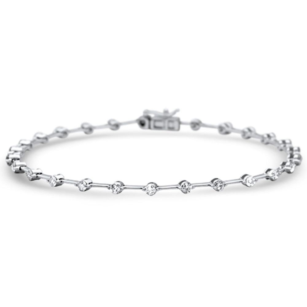 Muse Jewelry 1.15ct G SI 14K White Gold Diamond Link Bracelet 7" Long