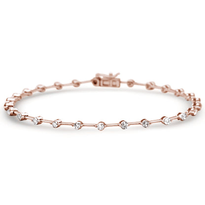 Muse Jewelry 1.16ct G SI 14K Rose Gold Diamond Link Bracelet 7" Long