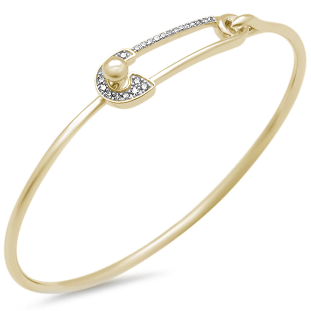 Muse Jewelry .16ct G SI 14K Yellow Gold Diamond Paperclip Wrap Around Bangle Bracelet 7" Long