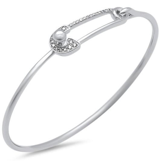 Muse Jewelry .15ct G SI 14K White Gold Diamond Paperclip Wrap Around Bangle Bracelet 7" Long