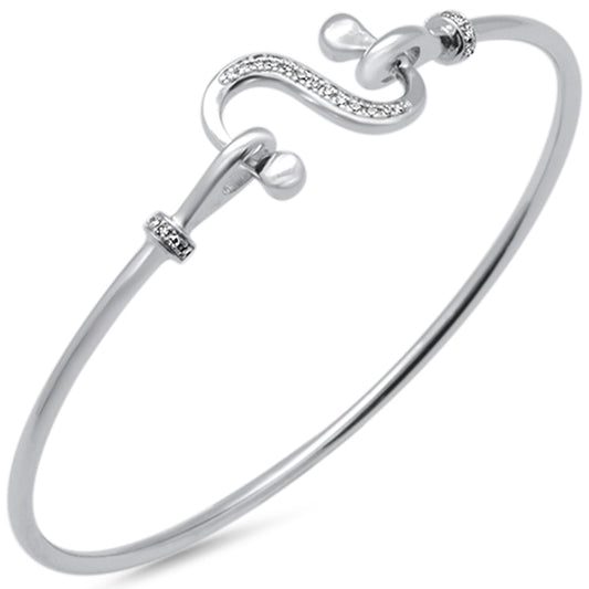 Muse Jewelry .10ct G SI 14K White Gold Diamond Wrap around Hook Bangle Bracelet 7" Long