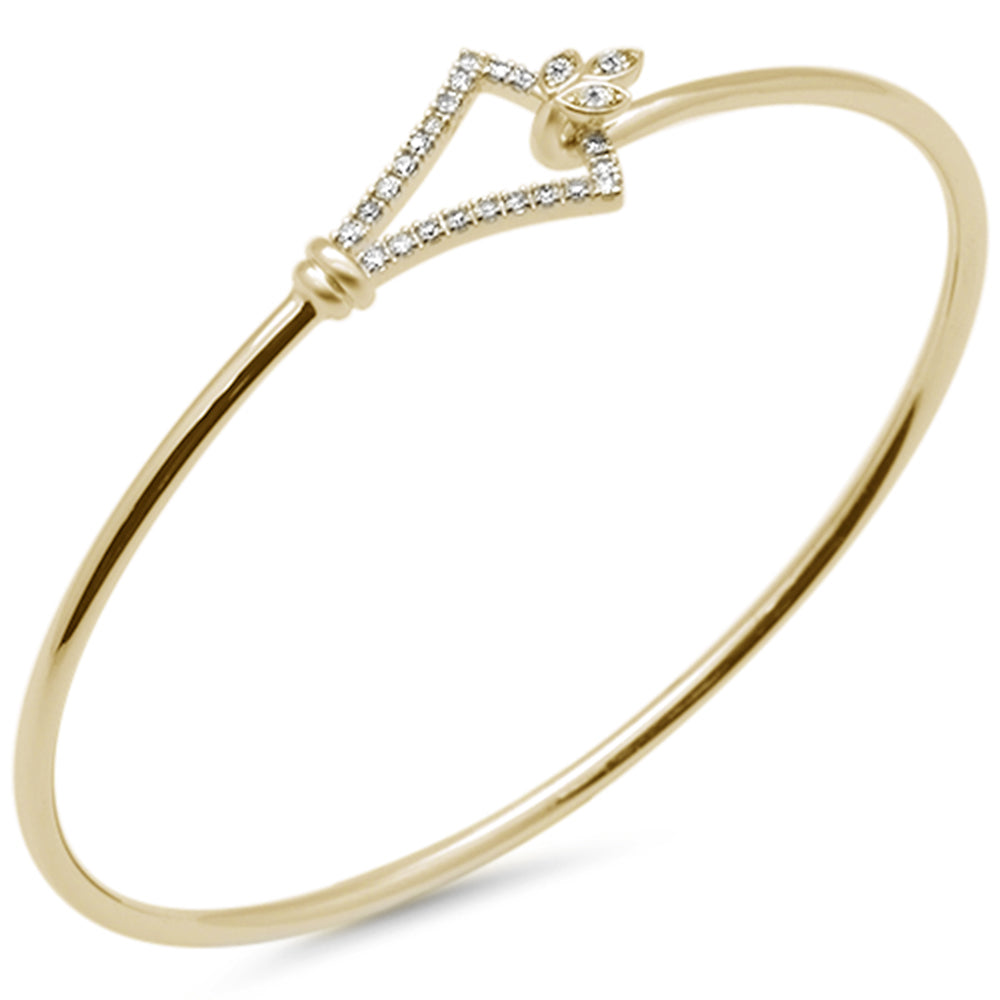 Muse Jewelry .20ct G SI 14K Yellow Gold Diamond Hook Bangle Bracelet 7" Long 7"