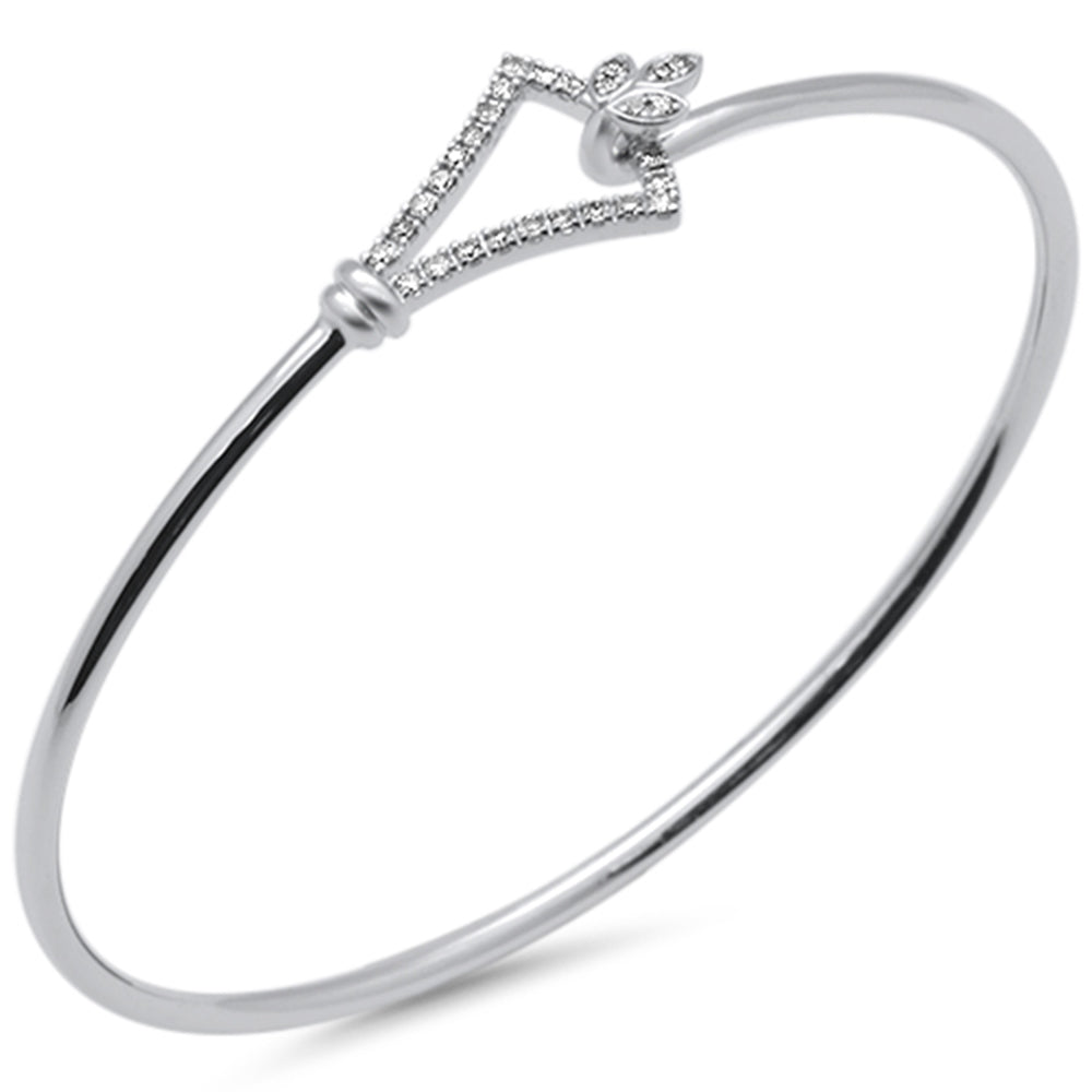 Muse Jewelry .19ct G SI 14K White Gold Diamond Hook Bangle Bracelet 7" Long