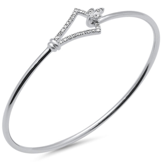 Muse Jewelry .19ct G SI 14K White Gold Diamond Hook Bangle Bracelet 7" Long