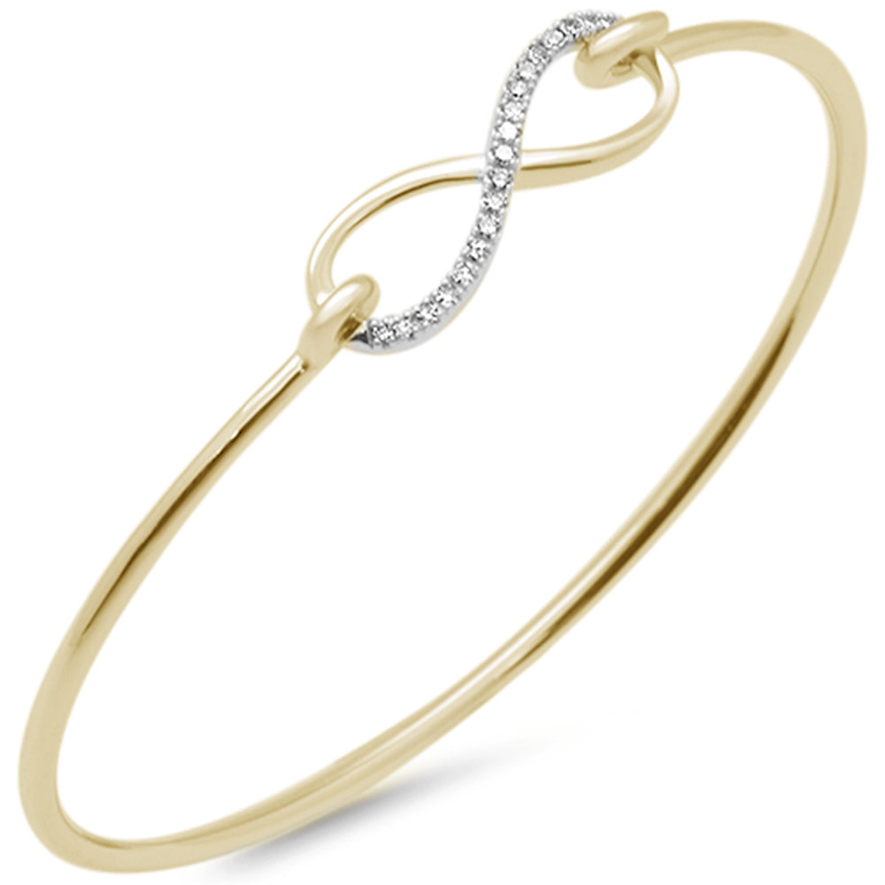 Muse Jewelry .15ct G SI 14K Yellow Gold Diamond Infinity Hook Wrap Around Bangle Bracelet 7" Long