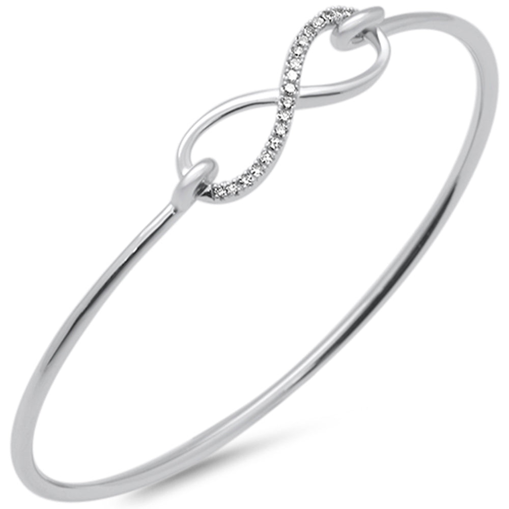 Muse Jewelry .15ct G SI 14K White Gold Diamond Infinity Hook Wrap Around Bangle Bracelet 7" Long