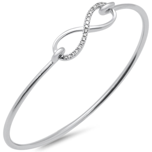 Muse Jewelry .15ct G SI 14K White Gold Diamond Infinity Hook Wrap Around Bangle Bracelet 7" Long