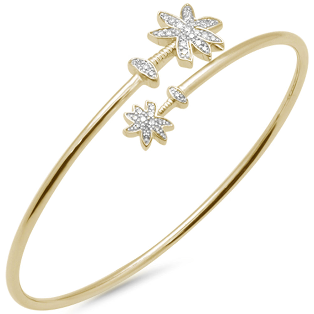 Muse Jewelry .25ct G SI 14K Yellow Gold Diamond Wrap around Palm Tree Bangle Bracelet 7" Long