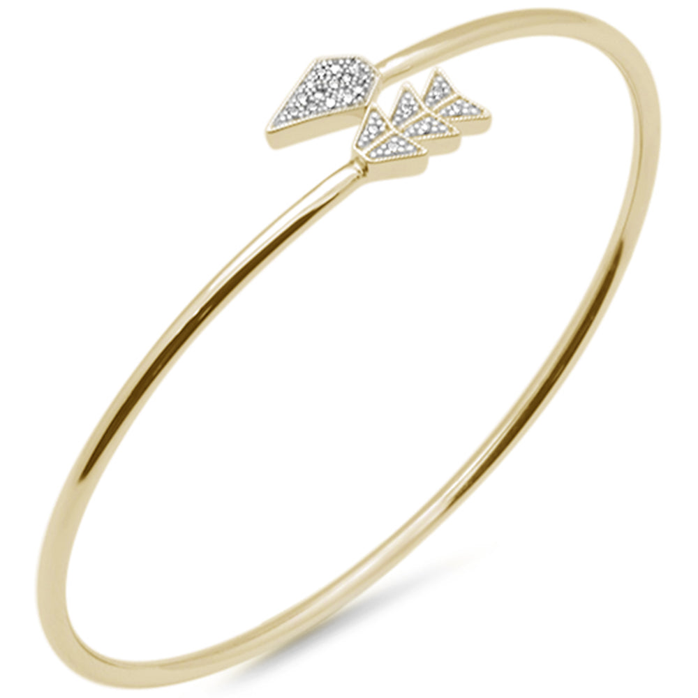 Muse Jewelry .07ct G SI 14K Yellow Gold Diamond Arrow Wrap Around Bangle Bracelet 7" Long