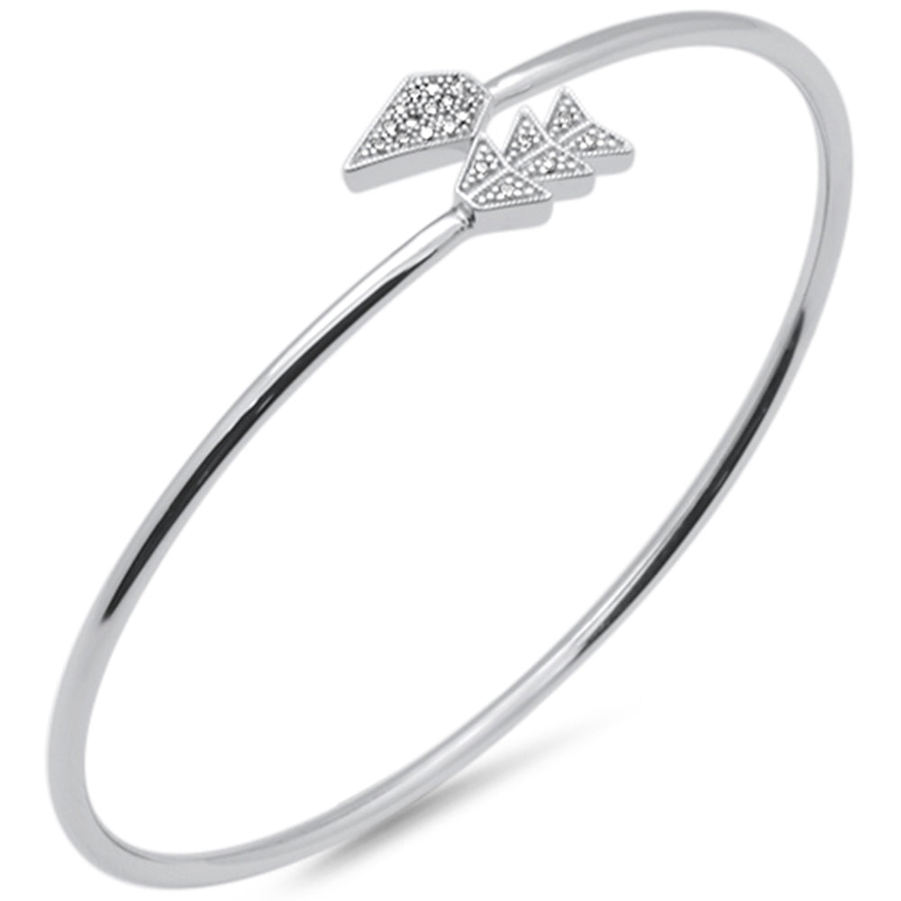 Muse Jewelry .07ct G SI 14K White Gold Diamond Arrow Wrap around Bangle Bracelet 7" Long