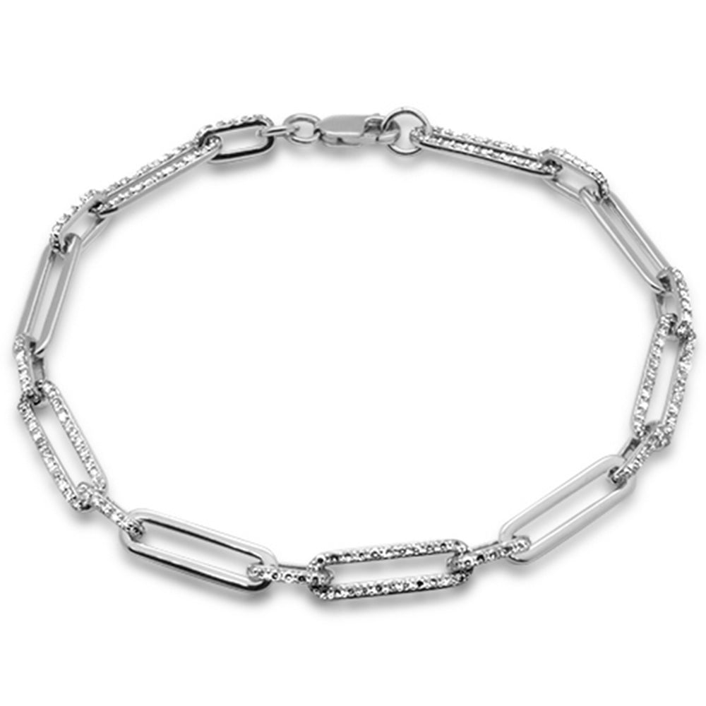 Muse Jewelry .97ct G SI 14K White Gold Diamond Paperclip Style Bracelet 7" Long