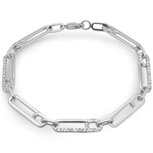 Muse Jewelry .50ct G SI 14K White Gold Diamond Paperclip Style Bracelet 7" Long