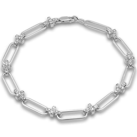 Muse Jewelry .47ct G SI 14K White Gold Diamond Paperclip Style Bracelet 7" Long